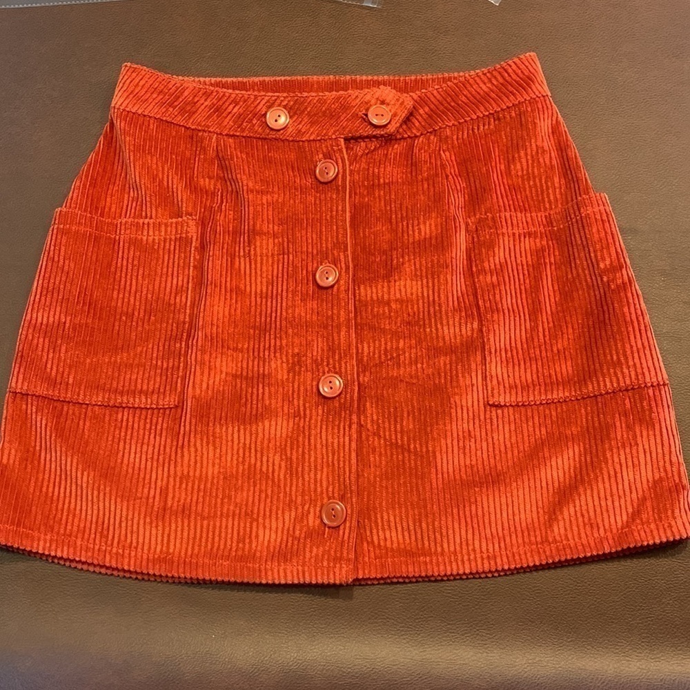 Charlotte Russe Corduroy Mini Skirt Rust Medium - Picture 2 of 12